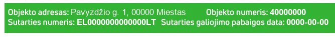Enefit sąskaitos 2 puslapio ištrauka: žalioje juostoje pažymėta „Objekto numeris: 40000000“.